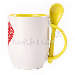 A cup with a spoon. Yellow (250 ml)