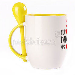 A cup with a spoon. Yellow (250 ml)