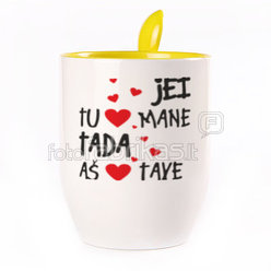 A cup with a spoon. Yellow (250 ml)