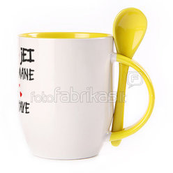 A cup with a spoon. Yellow (250 ml)