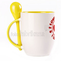 A cup with a spoon. Yellow (250 ml)