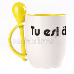 A cup with a spoon. Yellow (250 ml)