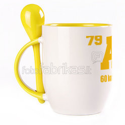 A cup with a spoon. Yellow (250 ml)