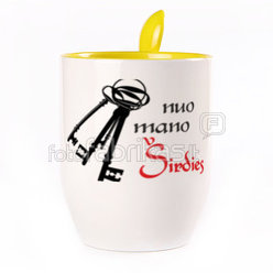 A cup with a spoon. Yellow (250 ml)