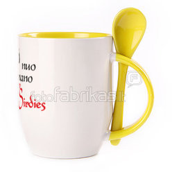 A cup with a spoon. Yellow (250 ml)