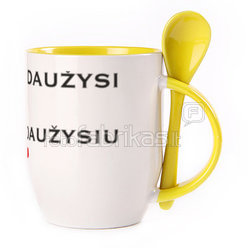 A cup with a spoon. Yellow (250 ml)