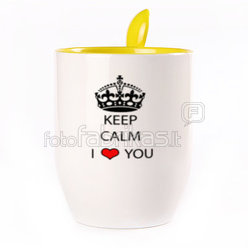 A cup with a spoon. Yellow (250 ml)