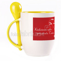 A cup with a spoon. Yellow (250 ml)