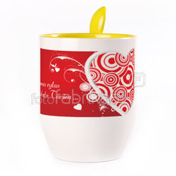 A cup with a spoon. Yellow (250 ml)