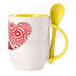 A cup with a spoon. Yellow (250 ml)