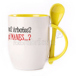 A cup with a spoon. Yellow (250 ml)