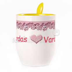 A cup with a spoon. Yellow (250 ml)