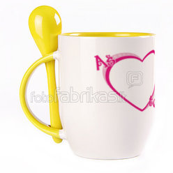 A cup with a spoon. Yellow (250 ml)