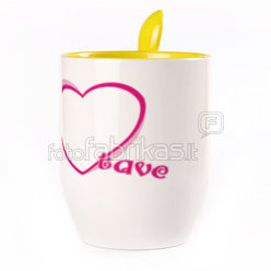 A cup with a spoon. Yellow (250 ml)
