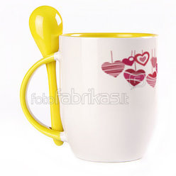 A cup with a spoon. Yellow (250 ml)