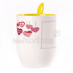 A cup with a spoon. Yellow (250 ml)