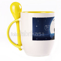 A cup with a spoon. Yellow (250 ml)