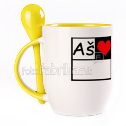 A cup with a spoon. Yellow (250 ml)