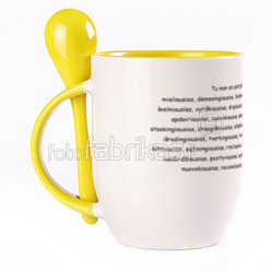 A cup with a spoon. Yellow (250 ml)