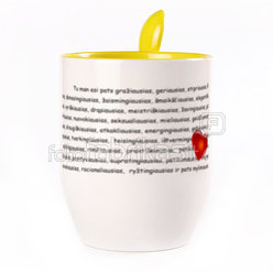 A cup with a spoon. Yellow (250 ml)