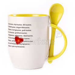 A cup with a spoon. Yellow (250 ml)