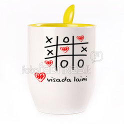 A cup with a spoon. Yellow (250 ml)