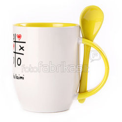 A cup with a spoon. Yellow (250 ml)