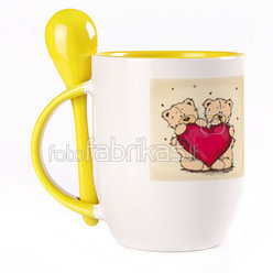 A cup with a spoon. Yellow (250 ml)