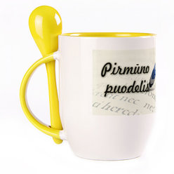 A cup with a spoon. Yellow (250 ml)