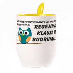 A cup with a spoon. Yellow (250 ml)