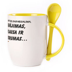 A cup with a spoon. Yellow (250 ml)