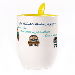 A cup with a spoon. Yellow (250 ml)