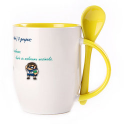 A cup with a spoon. Yellow (250 ml)