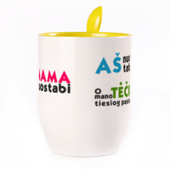 A cup with a spoon. Yellow (250 ml)