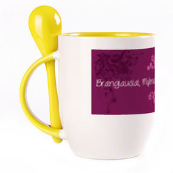 A cup with a spoon. Yellow (250 ml)