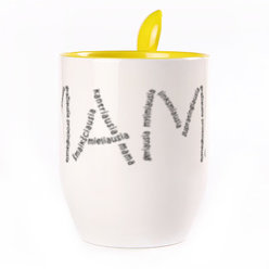 A cup with a spoon. Yellow (250 ml)