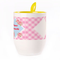 A cup with a spoon. Yellow (250 ml)