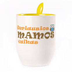 A cup with a spoon. Yellow (250 ml)