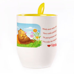 A cup with a spoon. Yellow (250 ml)