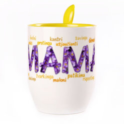 A cup with a spoon. Yellow (250 ml)