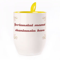 A cup with a spoon. Yellow (250 ml)