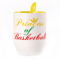 A cup with a spoon. Yellow (250 ml)