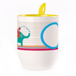 A cup with a spoon. Yellow (250 ml)