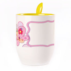 A cup with a spoon. Yellow (250 ml)