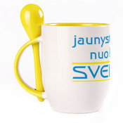 Puodelis su šaukšteliu. Geltonas (250 ml)