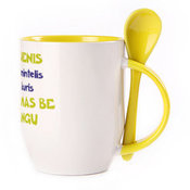 Tass koos lusikaga. Kollane (250 ml)