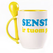 A cup with a spoon. Yellow (250 ml)