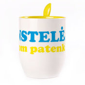 A cup with a spoon. Yellow (250 ml)