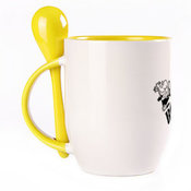 A cup with a spoon. Yellow (250 ml)
