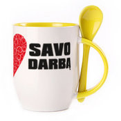 A cup with a spoon. Yellow (250 ml)